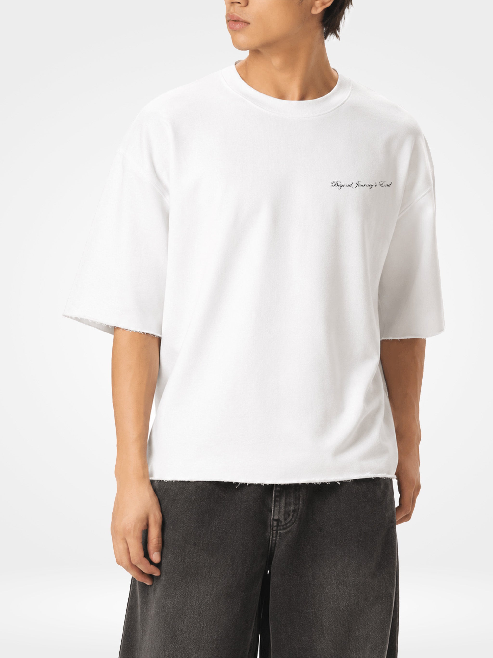 Beyond Journey's End Cropped Raw-Edge Tee