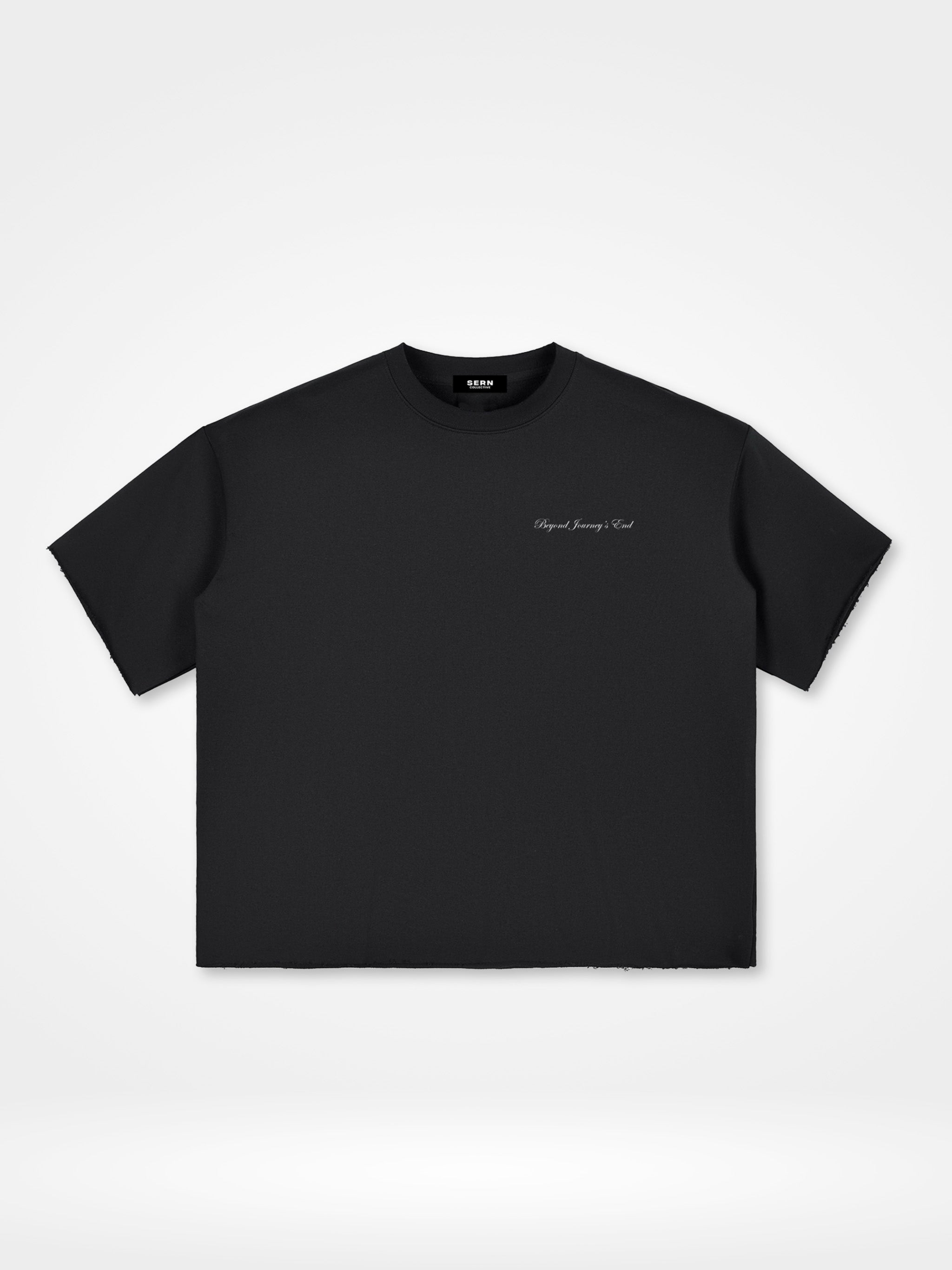 Beyond Journey's End Cropped Raw-Edge Tee (dark)