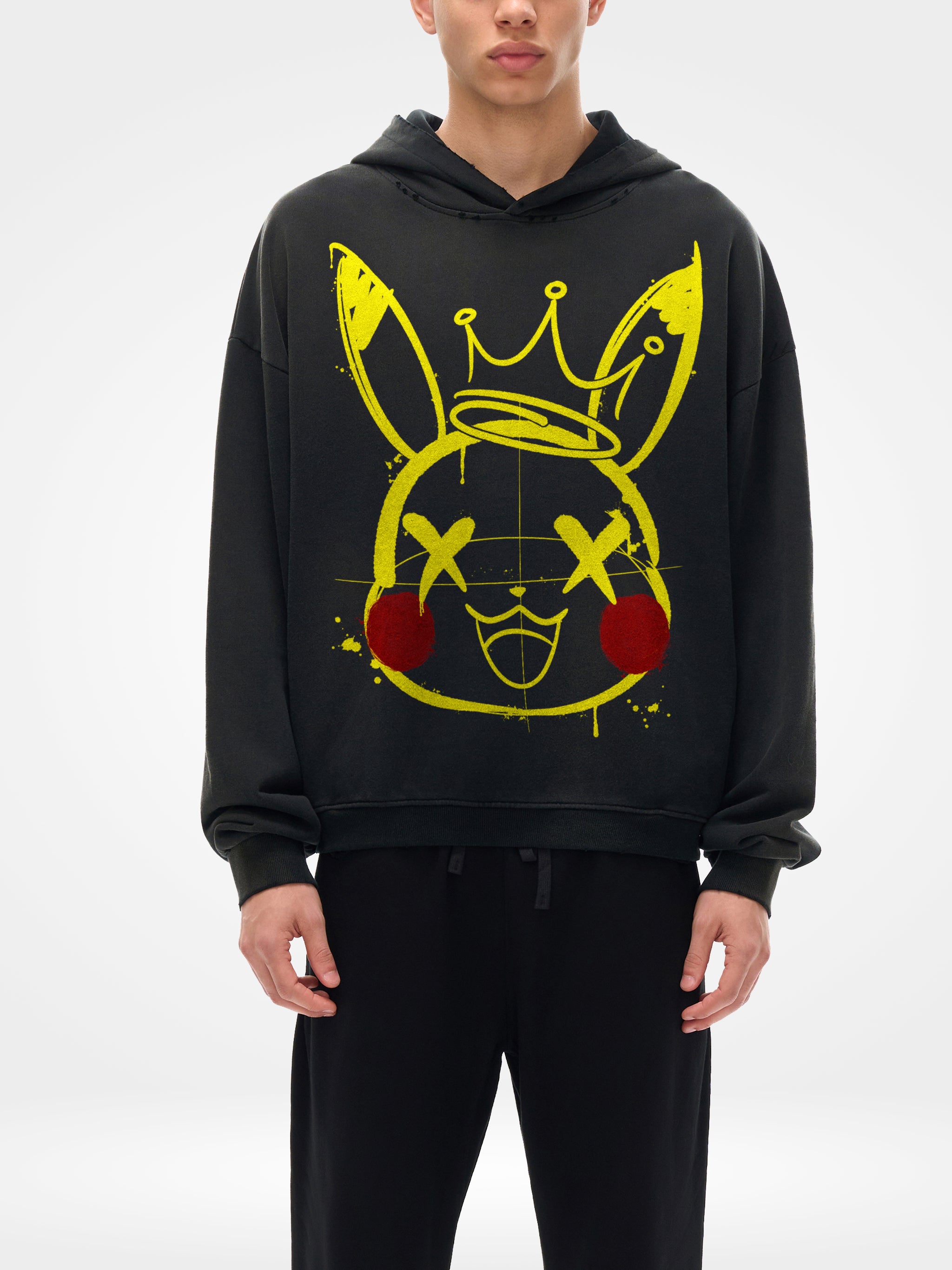 Shock Crown Graffiti Sunfaded Distressed Hoodie