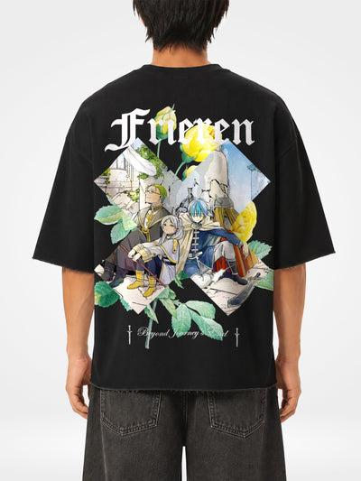 Beyond Journey's End Cropped Raw-Edge Tee (dark)