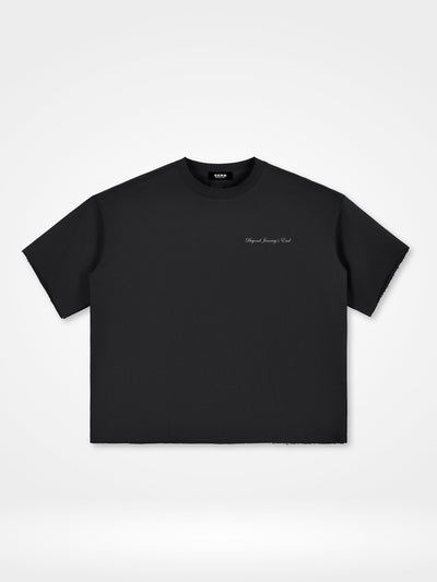 Beyond Journey's End Cropped Raw-Edge Tee (dark)